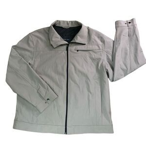 Van Heusen Studio Mens Size XL‎ Full Zip Front Classic Jacket Coat Beige Stretch